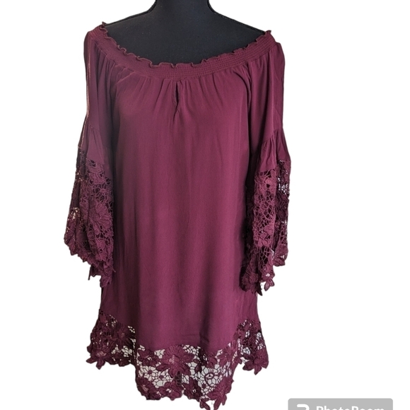 Muche Muchette women's boho off shoulder tunic with bell sleeves size S/M - Picture 1 of 8